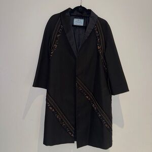 PRADA brocade trimmed buttonless car coat